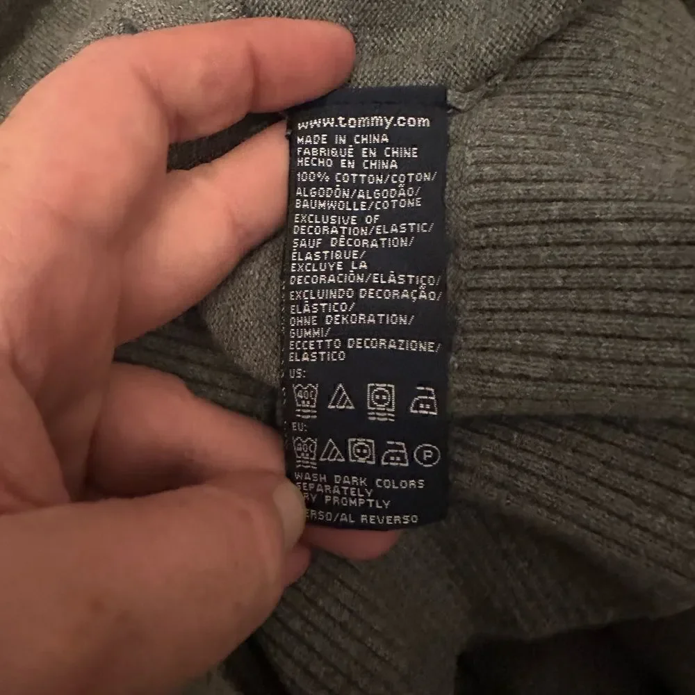 NWOT Tommy Hilfiger 100% Cotton Gray V-Neck Sweater Sz XL